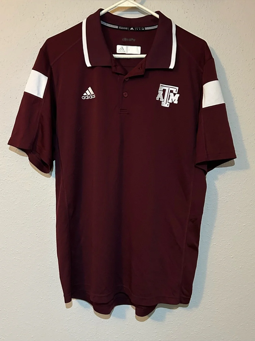 Adidas Texas A&M Aggies Climalite Polo Shirt Maroon White Men's Large